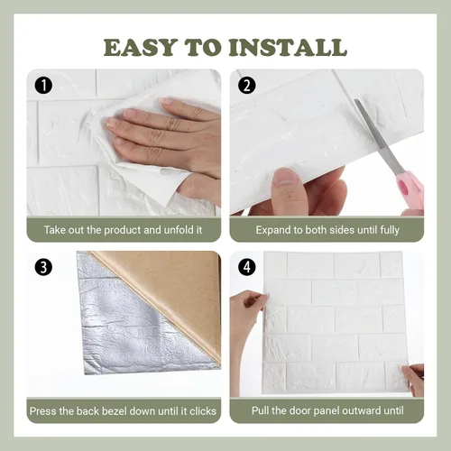 Vista 6 de 30 piezas de paneles de pared 3D para despegar y pegar, papel pintado de ladrillo blanco autoadhesivo impermeable, paneles de pared de ladrillo