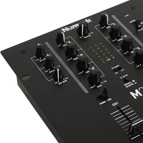 Vista 6 de Numark M2 - Mezclador DJ de 2 canales para scratch, montable en rack con ecualizador de 3 bandas, entrada de micrófono y crossfader reemplazable