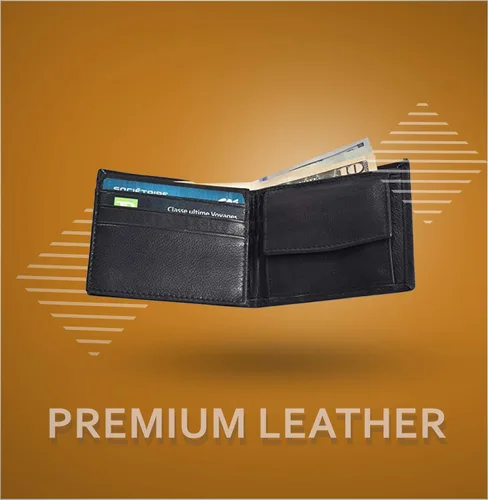 Vista 6 de Billetera plegable delgada y compacta con solapa y bolsillo para monedas para niños, Negro -, Minimalista