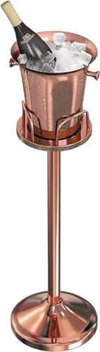 Vista 11 de Cubo de hielo con soporte de acero inoxidable para Navidad, cubo de hielo, cubo de vino en rejilla, cubo de hielo dorado champán para vino, cerveza
