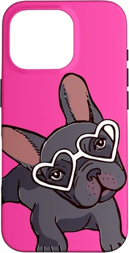 Vista 20 de iPhone 16 Francés Bulldog Francés Perro Cachorro Lindo Perro Perro Gafas Caso Mascota