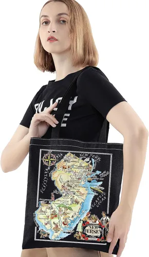 Vista 2 de BWWKTOP Jersey State Tote Bag - Bolsas reutilizables para recuerdos y viajes