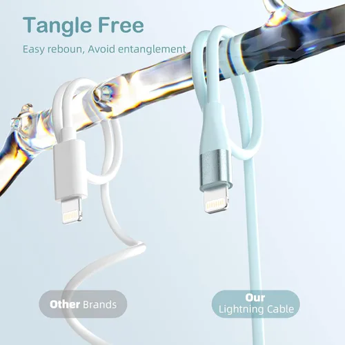 Vista 4 de Cargador de iPhone [certificado Apple MFi] Paquete de 3 cables Lightning de 10 pies de carga rápida para iPhone compatible con iPhone 13, 12, 11 Pro