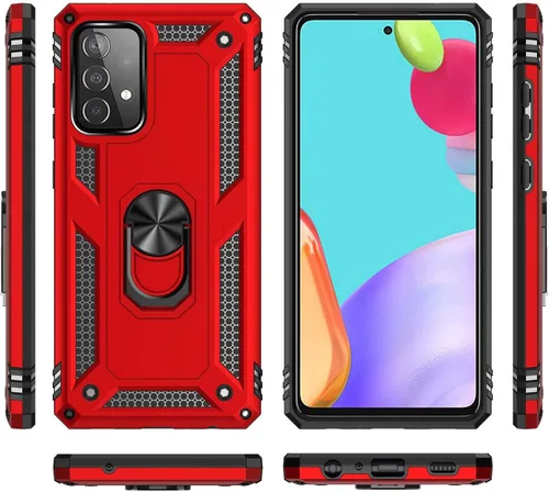 Vista 8 de Funda compatible con Samsung Galaxy A52 5G con protector de pantalla de vidrio templado, ultrafina, a prueba de golpes, con anillo magnético