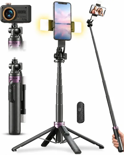 Vista 10 de Trípode magnético 4 en 1 para iPhone con tornillo de 1/4 pulgadas, trípode MagSafe Selfie Stick de 53 pulgadas con control remoto inalámbrico