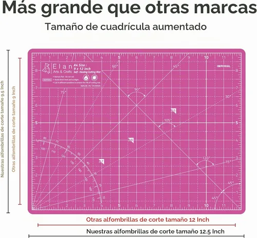 Vista 4 de Estera de Corte Elan A4 Rosa y Morada, Estera de Corte Autorreparable A4 9x12 Pulgadas, Tabla de Corte de Manualidades Rosa de 5 Capas, Tabla