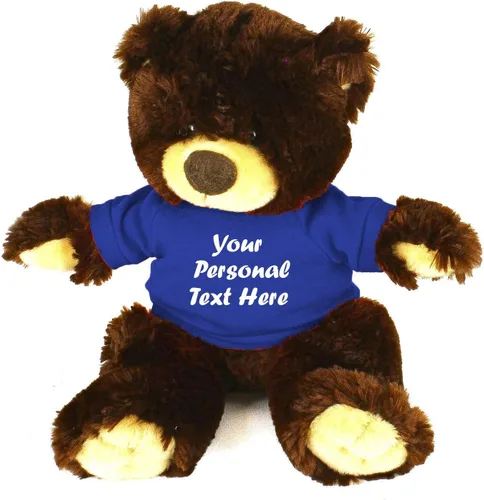 Vista 16 de Plushland Oso de peluche Noah de chocolate de 12 pulgadas, regalo personalizado, texto personalizado en la camisa, gran regalo para el día