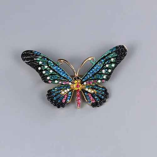 Vista 2 de Broche de cristal con diseño de búho, colibrí, mariposa, libélula, pavo real, rana, abeja, zoológico, Reino mundial, para mujeres, niñas, abrigo