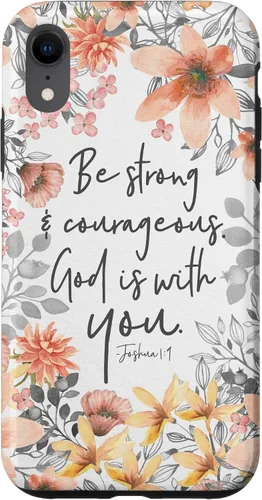 Vista 25 de Funda para iPhone 17 con cita cristiana de Joshua 1:9 con diseño de acuarela bonita floral
