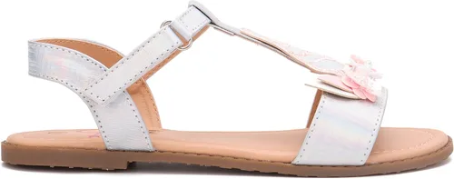 Vista 2 de Olivia Miller Zapatos para niños, Majestic Strappy brillante plata niñas sandalias de diapositivas planas