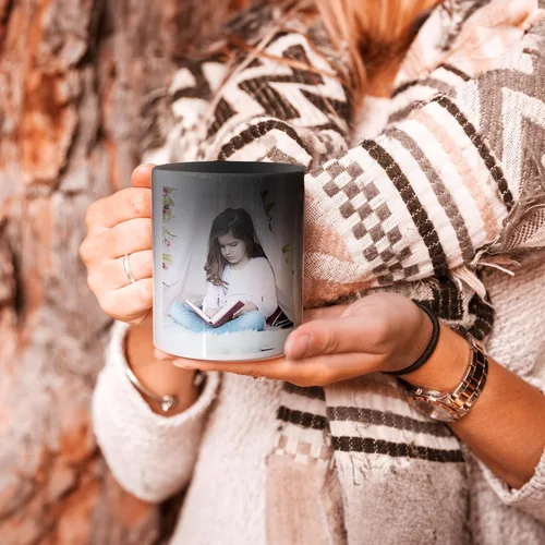 Vista 3 de Tazas de café personalizadas - Texto personalizado, foto, logotipo, imagen de collage, nombre inicial taza de monograma y tazas mágicas de cerámica