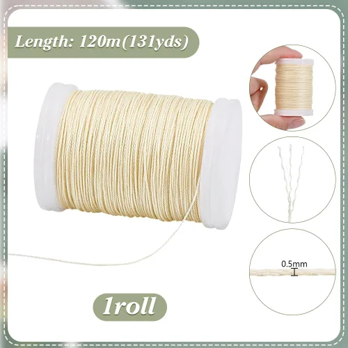 Vista 4 de PH PandaHall Cordón encerado de 0.020 in, cuerda encerada de 131 yardas, hilo de poliéster, cuerda de cera para pulseras, collares, joyas de Blanco