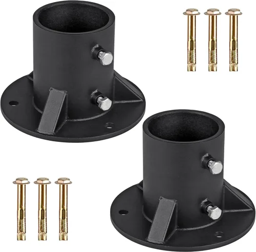 Vista 11 de Insaga Poste de valla de enlace de cadena de 2 pulgadas, brida de piso, piezas de valla de eslabones de cadena resistentes, soportes de poste
