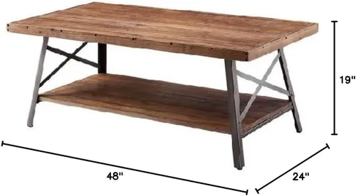 Vista 3 de Acme Ikram Mesa de centro rectangular de madera en roble envejecido y negro arenoso
