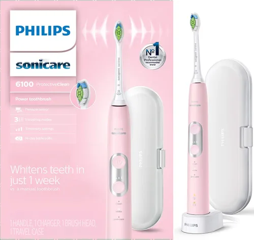 Vista 12 de Philips Sonicare ProtectiveClean 6100 - Cepillo de dientes eléctrico recargable, con sensor de presión, 3 modos de limpieza, SmarTimer y QuadPacer