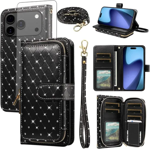Vista 132 de Funda para teléfono iPhone 6 6S con cremallera y protector de pantalla con protector de pantalla, correa de cordón cruzado, ranura para iPhone 6 Six