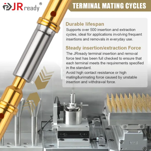 Vista 5 de JRready ST6356-12 Deutsch Conectores y enchufes chapados en oro tamaño 12, terminales de barril cerrados Calibre de alambre 12-16, 20 pares macho