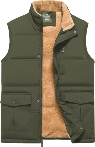 Vista 30 de XinYangNi Chaleco de invierno con forro polar para hombre, chaqueta de burbujas cálida e informal
