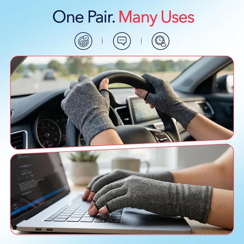 Vista 4 de Doctor Developed Compression Gloves for Women and Men, Open-Finger Arthritis Gloves, Typing Gloves, Arthritis & Carpal Tunnel