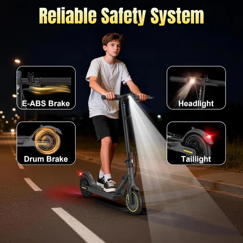 Vista 8 de Patinete eléctrico para niños de 6 a 10 años, motor de 350 W, velocidad de 19 millas por hora y rango de 15 millas, neumáticos sólidos de 8.5