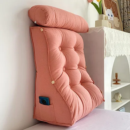 Vista 14 de Almohada de lectura con cuello, respaldo de cabecera triangular, cojín de soporte lumbar, almohada de apoyo de espalda para soporte de espalda
