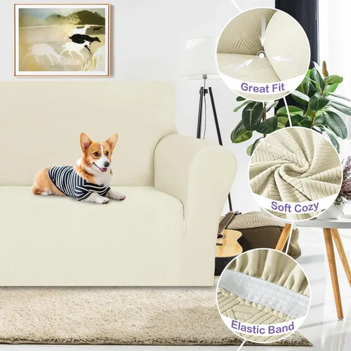 Vista 4 de ZNSAYOTX Funda súper elástica para silla (30"-47"), nuevas fundas de silla a rayas para sala de estar, aptas para perros y mascotas, protector