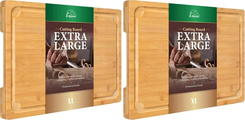 Vista 9 de Tabla de cortar extragrande, tablas de cortar de bambú de 16 pulgadas para cocina con ranura para jugo y asas, tabla de cortar de cocina para tabla