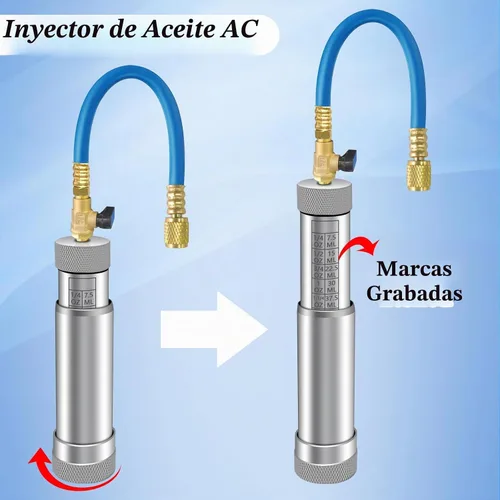 Vista 6 de Inyector de tinte de CA con válvula de cierre, inyector de aceite de CA para R1234yf R134a R410a, inyector de tinte 1234yf con función de prevención
