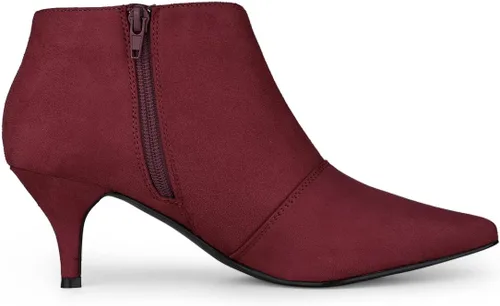 Vista 6 de Allegra K Botines de tacón de gatito con puntera puntiaguda para mujer