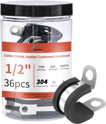 Vista 16 de AKIHISA 12 piezas de abrazaderas de cable de 1-1/2 pulgadas, abrazaderas de conducto de acero inoxidable 304, para cable, tubo, manguera, línea
