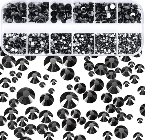Vista 13 de Dowarm 2650 unidades de pegamento de diamantes de imitación de cristal con parte trasera plana, 6 tamaños de 0.059 in, 0.079 in, 0.110 in, 0.189 in