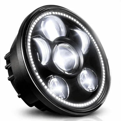 Vista 5 de Eagle Lights 8900BG3H-SCOUT - Faro delantero de motocicleta Indian Scout con anillo de halo blanco, se adapta a 2015+ Scout 60, Scout and Scout