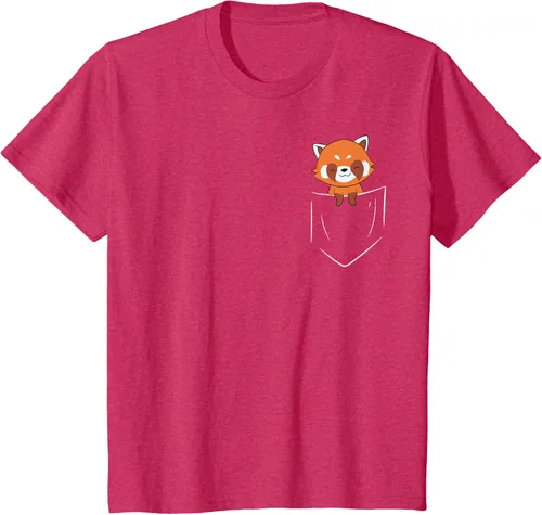 Vista 70 de Funny Red Panda In Pocket - Camiseta con bolsillo, Negro, S