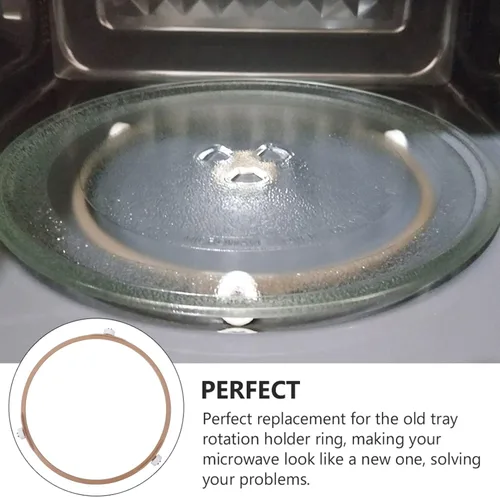 Vista 2 de SOLUSTRE Bandeja de microondas, 2 piezas, soporte para plato giratorio de microondas, anillo giratorio de microondas, soporte de bandeja de 7