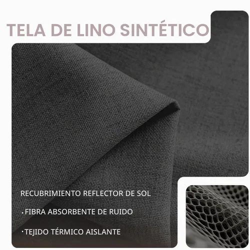 Vista 4 de Cortinas de lino libres de PFAS en negro de 63 pulgadas de largo, juego de 2 paneles, 100% cortinas opacas largas para dormitorio, sala de estar