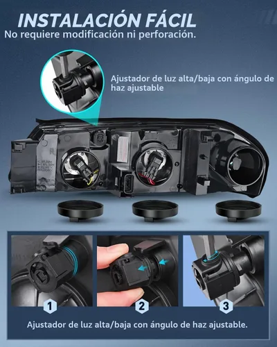 Vista 7 de Nilight Conjunto de faros compatible con 2000 2001 2002 2003 2004 2005 Chevy Impala Faro de repuesto con carcasa negra y reflector ámbar 2000 2001