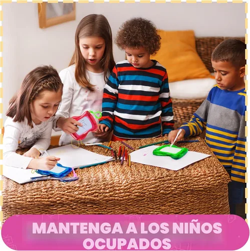 Vista 6 de Bedwina Mini Pizarra Magnética de Dibujo para Niños - (Paquete de 6) Tableros de Dibujo con Clip para Llavero de Mochila, Bloc Borrable