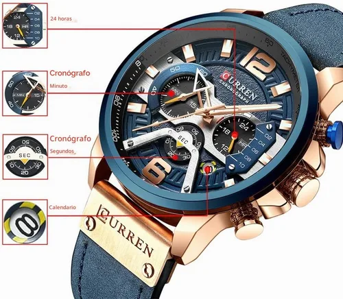 Vista 6 de FANMIS Reloj de pulsera para hombre de lujo, cronógrafo de negocios, analógico, resistente al agua, con correa de cuero