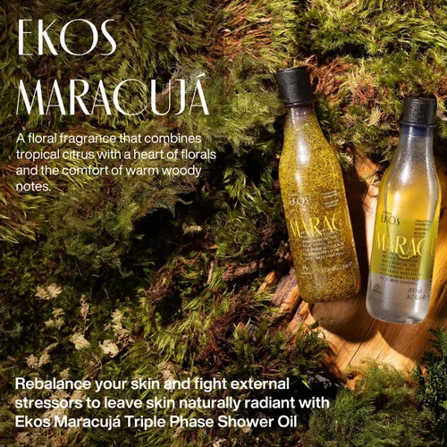 Vista 2 de Natura Maracujá Body Care Duo Bundle - Aceite corporal triple fase de maracuyá y loción corporal aliviadora - Hidratación 24 horas, piel calmante