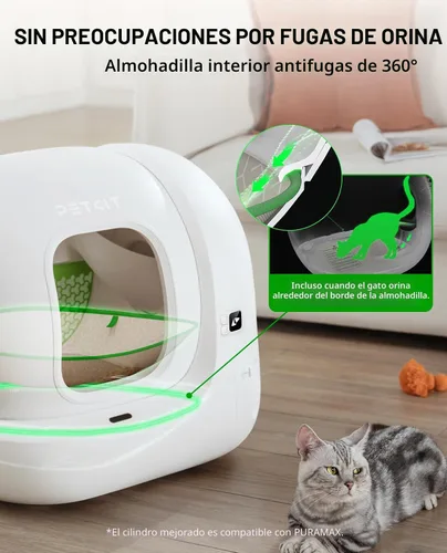 Vista 4 de PETKIT PuraMax 2 - Arenero automático para gatos con autolimpieza, control por aplicación con sensores de seguridad, sin olores y anti-fugas. El