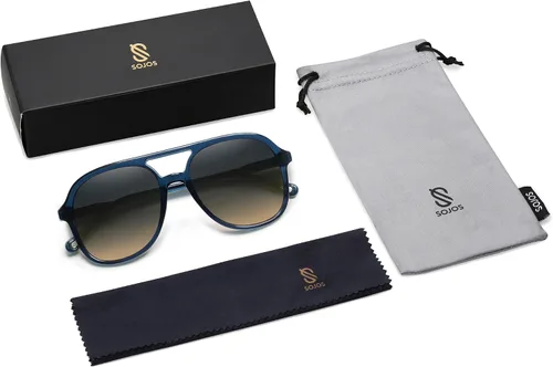 Vista 5 de SOJOS Gafas de sol estilo aviador polarizadas retro para mujeres y hombres, clásicos de los años 70, estilo vintage, cuadrados, estilo aviador