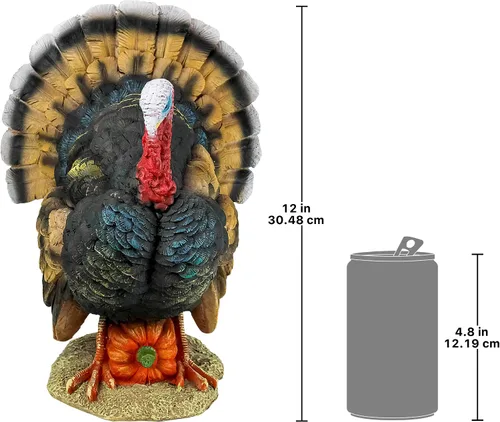 Vista 6 de Design Toscano QM2373100 Estatua de Pavo Norteamericano, a todo color, Pequeña