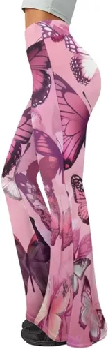 Vista 3 de Animepark Pantalones de yoga de pierna ancha para mujer, pantalones deportivos acampanados de cintura alta