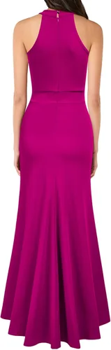 Vista 2 de WOOSEA Vestido largo de cóctel de noche con cuello alto y sin mangas para mujer