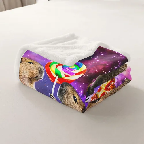 Vista 5 de Erosebridal Manta de Capybara de dibujos animados de 40 x 50 pulgadas para niños, bonita manta de vellón marrón Capybaras para niños y niñas, manta