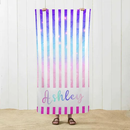 Vista 44 de MyPupSocks Toalla de playa personalizada – Toalla de piscina personalizada de piñas – Morado Personaliza con tu nombre