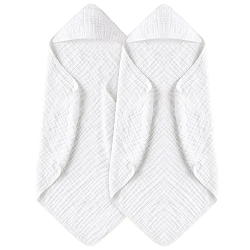 Vista 7 de Yoofoss - Paquete de 2 toallas de baño con capucha, 100% de muselina de algodón, para bebés y niños pequeños, suaves y absorbentes, esenciales