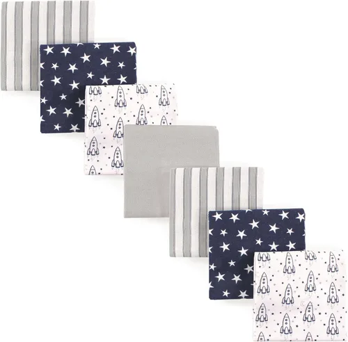 Vista 180 de Hudson Baby Unisex Baby Cotton Flannel Receiving Blankets Bundle, Neutral Woodland Pals, One Size (Pack of 2)