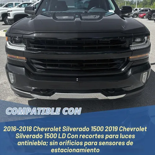 Vista 7 de Auto Dynasty Barra frontal para parachoques compatible con Chevy Silverado 1500 2016 2017 2018, Silverado 1500 LD 2019, con recortes para luces Negro