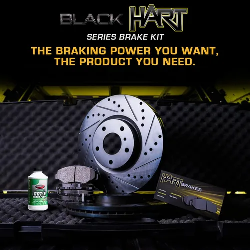 Vista 3 de Hart Brakes Kit de frenos y rotores traseros delanteros Pastillas de freno delanteras y traseras Rotores y pastillas de frenos Pastillas
